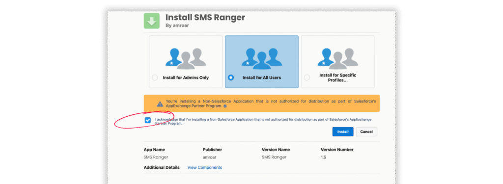 Install for all users.